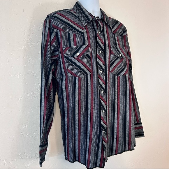 WRANGLER Western 100% Cotton Lightweight Flannel Pearl-snap Work Shirt L NWT - Picture 5 of 9